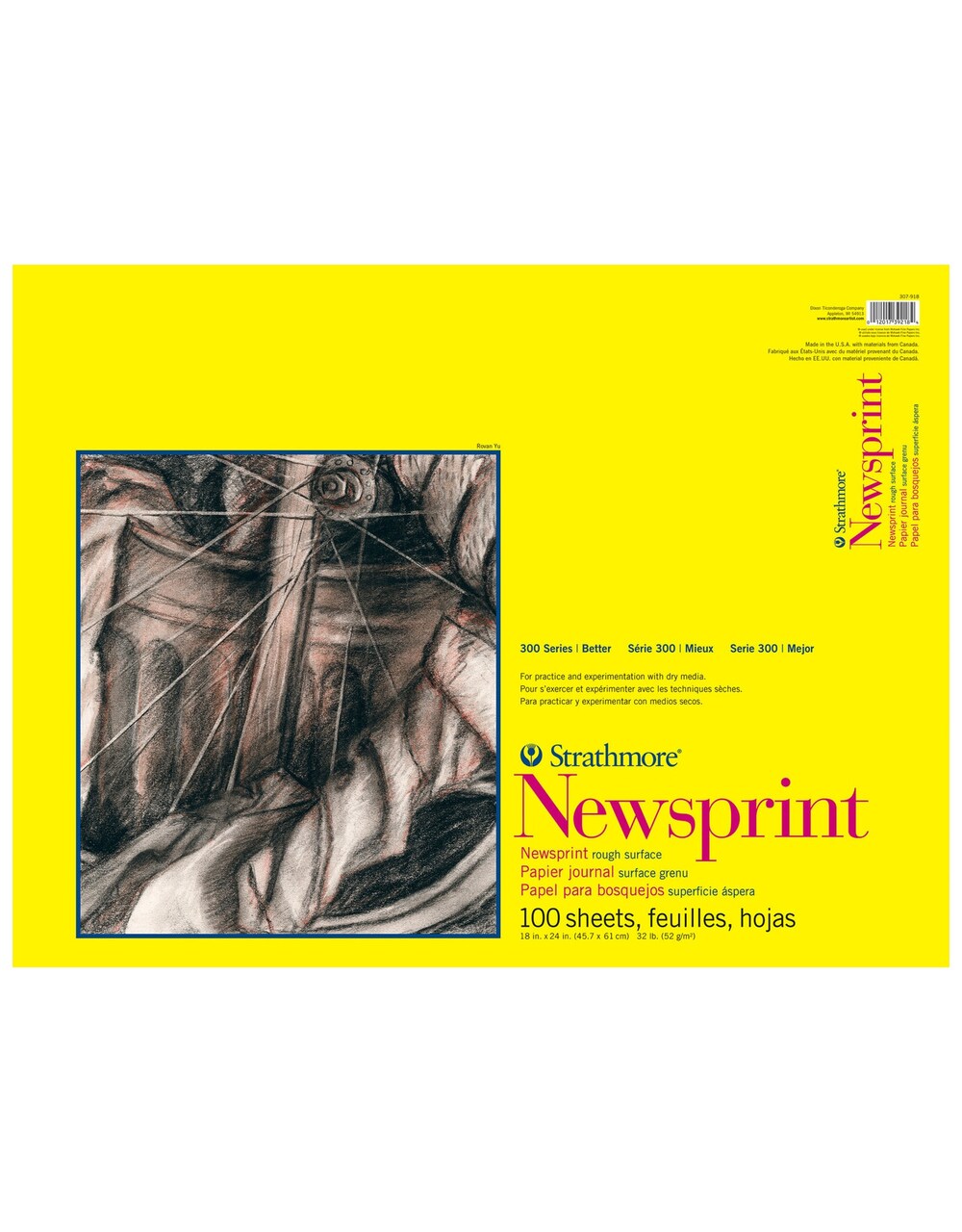Strathmore 300 Series Newsprint Pad 18"X24"-100 Sheets, Tape Bound